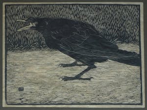 Jan Mankes - Ingelijste houtsnede , ‘Schreeuwende kraai’ – handgesigneerd - 1918 kopen? Bied vanaf 1!