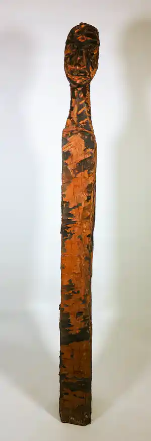 Hans Veneman - Houten sculptuur, Figuur (Groot!) verkocht voor € 700!