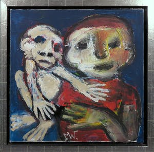 Martin van Wordragen - Olieverf op doek, Jongen met aap - Ingelijst kopen? Bied vanaf 200!