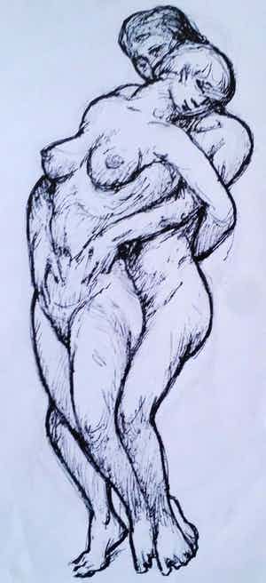 Klaas Pijlman - Erotisch paar. Naakt. verkocht voor € 39!