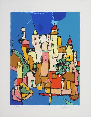 Jan Latinne - Zeefdruk, Provencaals dorp II kopen? Bied vanaf 35!