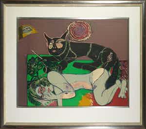 Corneille - Litho, Le femme au chat I - Ingelijst verkocht voor € 250!