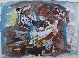 John Lie a Fo - Gouache op papier, Rite du Voodoo - Ingelijst kopen? Bied vanaf 200!