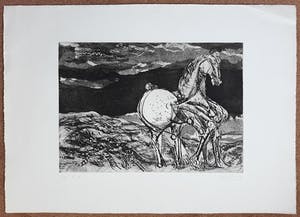 Willem Snitker - Paard in woest landschap, aquatint ets kopen? Bied vanaf 50!