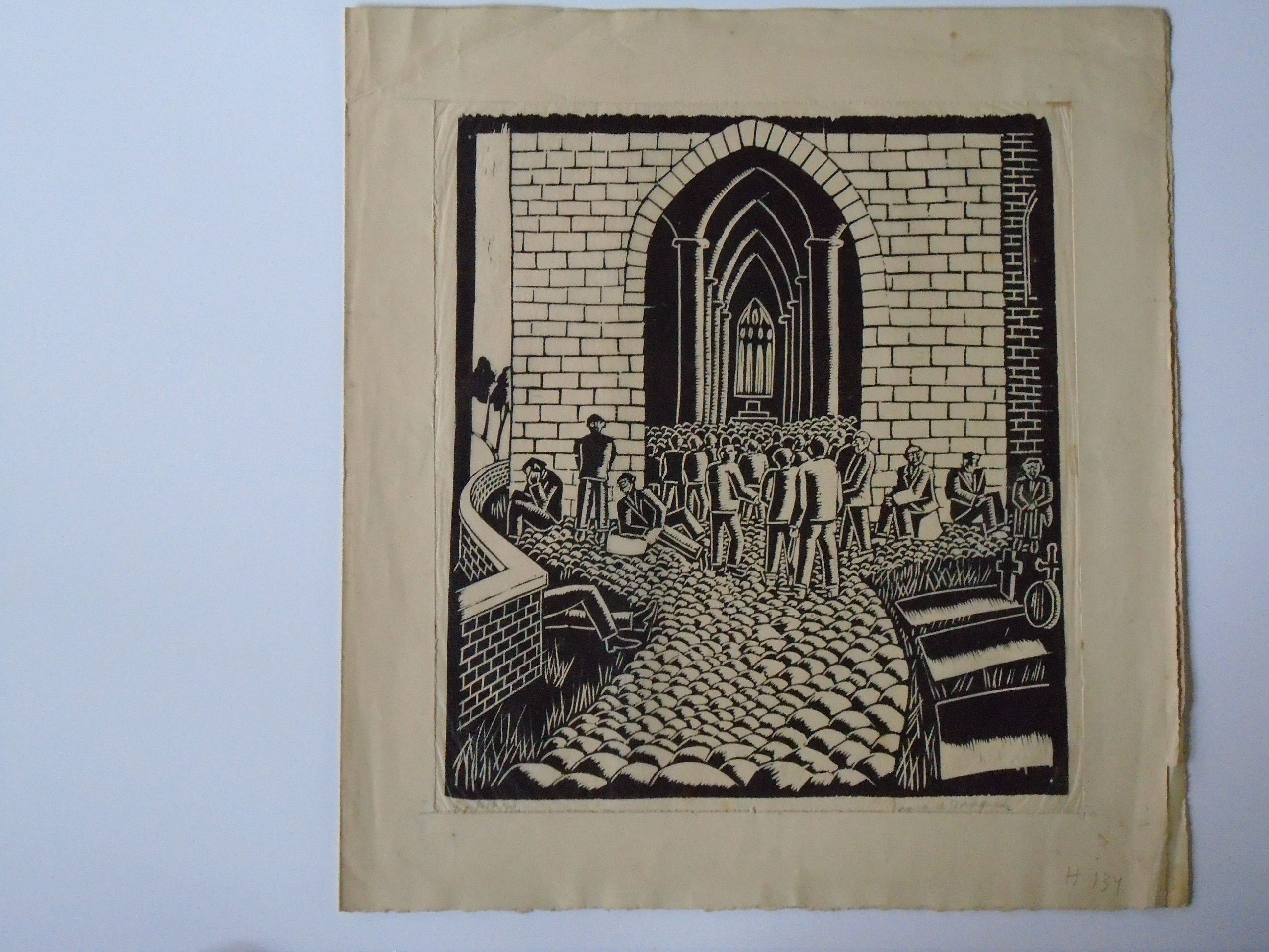 Toon van de Muysenberg - 3 x houtsnede -Dorpskerk, Binnenplaats en Christuskop kopen? Bied vanaf 30!