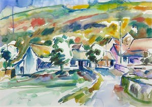 Piet Snoeren - Aquarel, Straat - Ingelijst kopen? Bied vanaf 1!