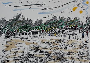 Frank Lodeizen - Zeefdruk, handingekleurd: Zigeuners uit Amsterdam - 1989 kopen? Bied vanaf 55!