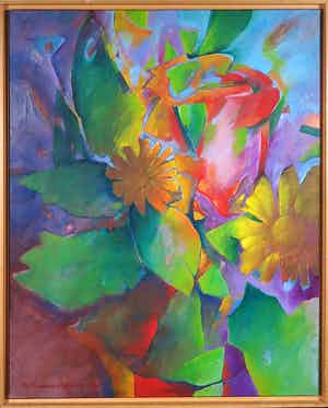 Phil Vermeer-Weterings - Olieverf op doek, Bloemen - Ingelijst (Groot) verkocht voor € 1!