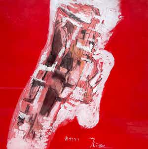 Miguel Ybanez - Abstracte compositie, gemengde techniek (ingelijst) verkocht voor € 1!