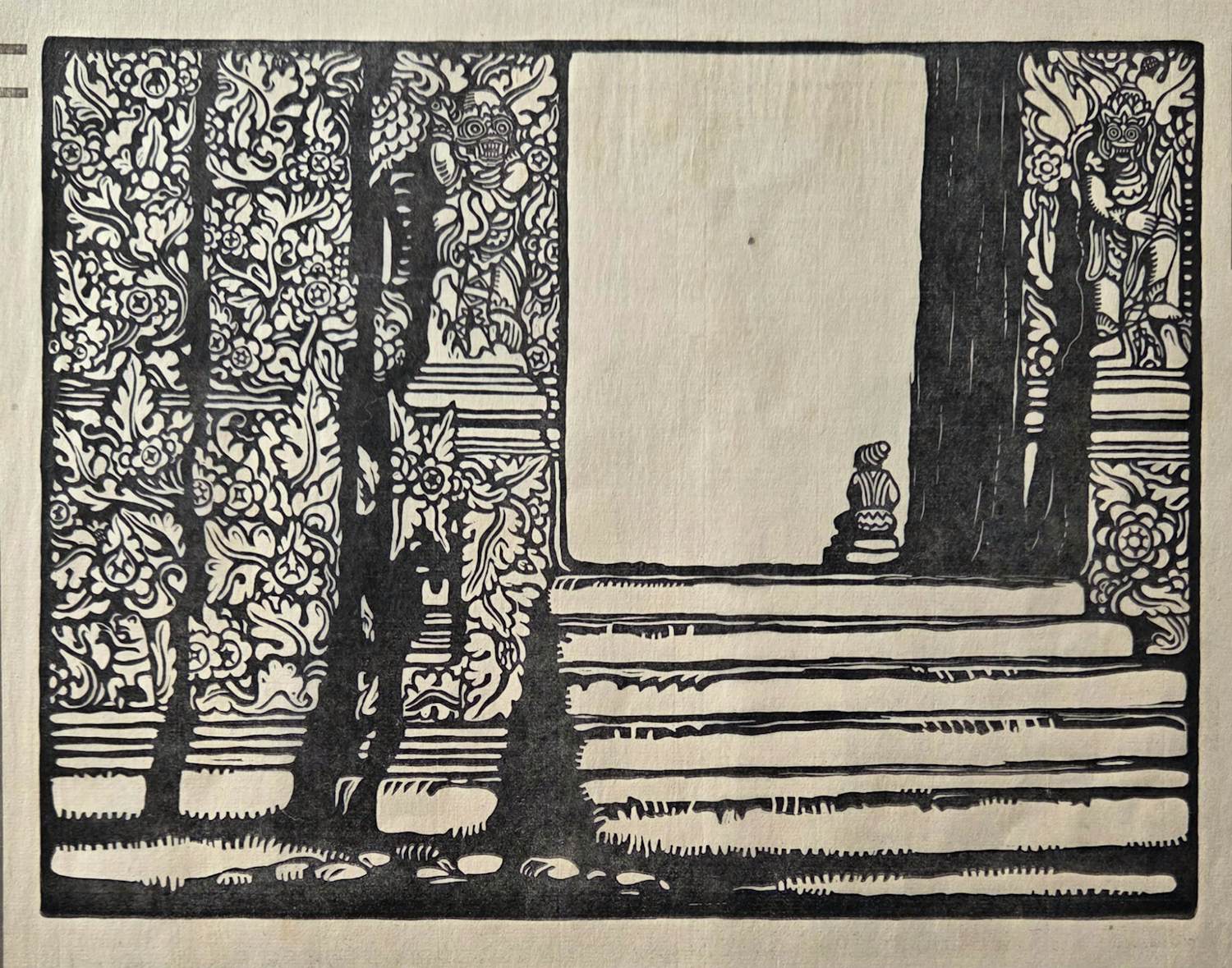 Wijnand Otto Jan Nieuwenkamp - Tempelpoort. Bali. Houtsnede uit Wendingen kopen? Bied vanaf 69!