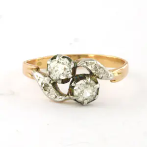 ART NOUVEAU 18k gouden ring met old mine cut en roos geslepen diamanten kaufen? Bieten Sie von 635!