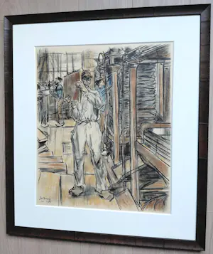 Jan Toorop - Perserij in kaarsenfabriek, litho (mooi ingelijst) kopen? Bied vanaf 395!