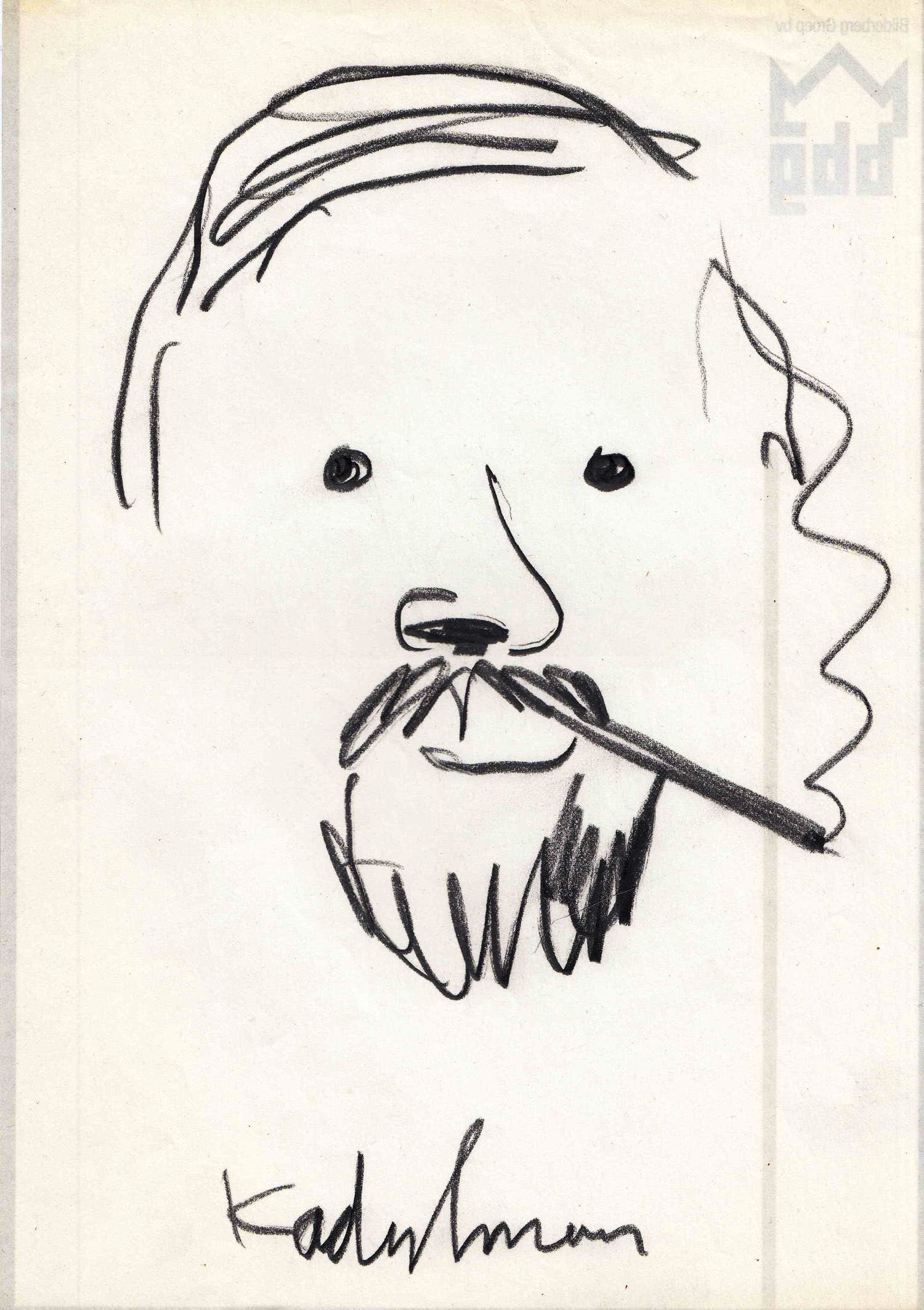 Menashe Kadishman - Portret kunstcriticus Frans Duister jaren 80 verkocht voor € 125!