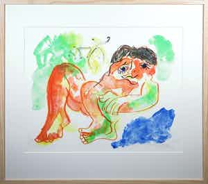 Jan Sierhuis - Litho, Zonder titel - Ingelijst verkocht voor € 35!