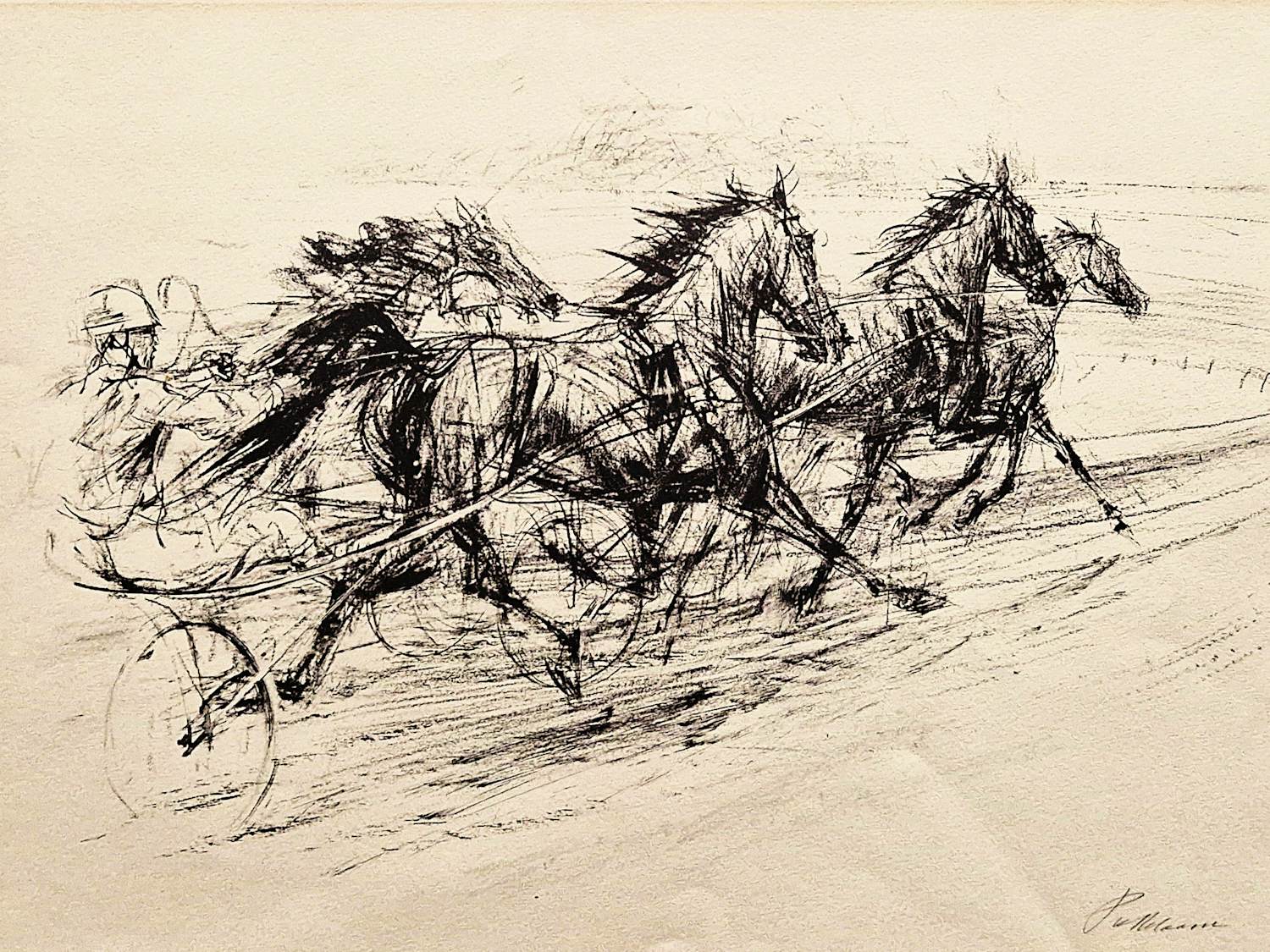 Piet Klaasse - Grote monochrome Litho: "Duindigt - renpaardensport" - bep. oplage (50) kaufen? Bieten Sie von 37!