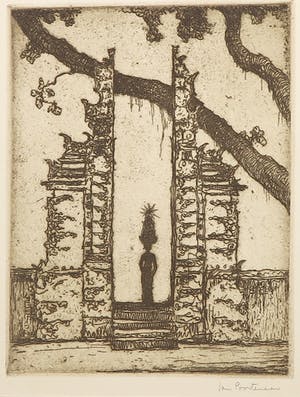 Jan Poortenaar - Ets, Tempelpoort, Bali kopen? Bied vanaf 1!