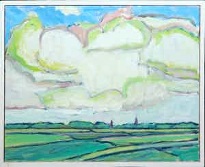 Paul Overhaus - Olieverf op doek, Gezicht op Edam - Ingelijst verkocht voor € 80!