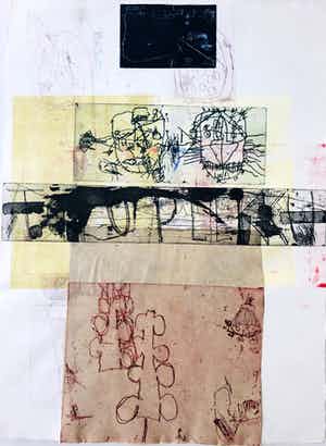 Rik van Iersel - gemengde techniek - collage en etsen - 2001 verkocht voor € 185!