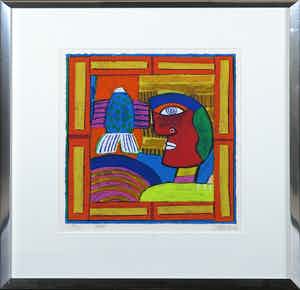 Clemens Briels - Zeefdruk, XXIV - Ingelijst verkocht voor € 80!