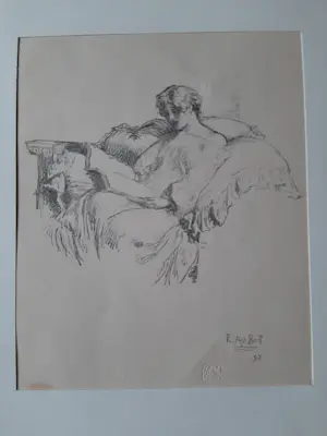 Robert Anning Bell - 3 Litho 's ,Meisjes spelen tennis ,Meisje dat leest , In hoekje met boek . kopen? Bied vanaf 35!