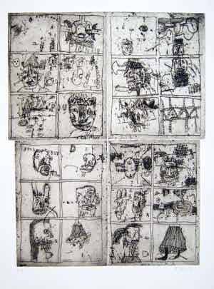 Rik van Iersel - grote zeldzame ets - typerend werk - 2002 verkocht voor € 150!