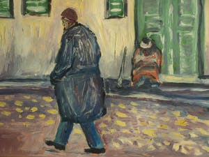 Niet of onleesbaar gesigneerd - Ingelijst olieverf op papier , Oriëntaals , De man in de straat – Turkije? –1977 kopen? Bied vanaf 1!
