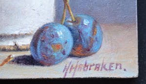 Hans Habraken - Stilleven met fruit in keramiek pot.. kopen? Bied vanaf 175!