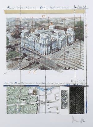 Christo - Handgesigneerd exemplaar Wrapped Reichstag - Ingelijst kopen? Bied vanaf 1!