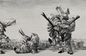 Peter Vos - litho - 'Vechtende Pulichinellen' - 1976 kopen? Bied vanaf 275!