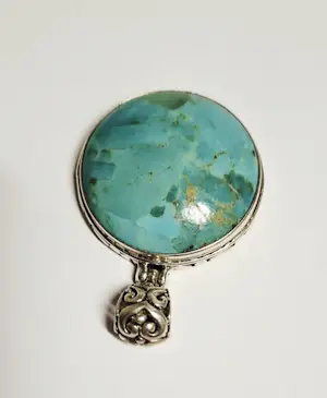 Zilveren ronde hanger is een met turkoois kopen? Bied vanaf 60!