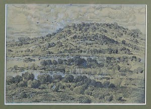 Gerard Lutz - Krijttekening met Gouache, Duinlandschap, Achterkant: Duinlandschap kopen? Bied vanaf 50!