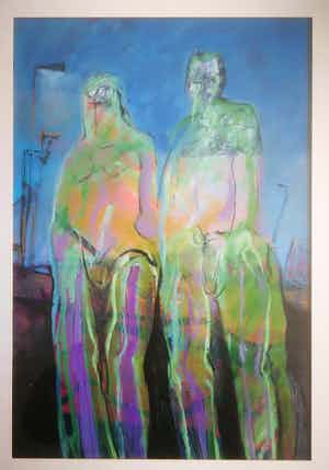 Wout Heinen - Twee figuren. Vrouw en man. Naakt. verkocht voor € 1!