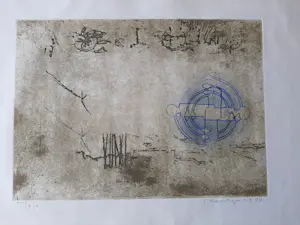 Jan Montyn - Ets/aquatint: Meditation garden uit 1980. kopen? Bied vanaf 45!