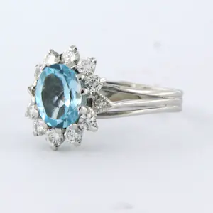 18k witgouden ring met topaz en briljant geslepen diamant 0.41 ct - rm 18.25 kopen? Bied vanaf 525!
