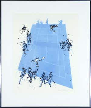 Ronald Tolman - Zeefdruk, Tennis - Ingelijst verkocht voor € 50!