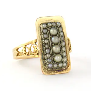 18k gouden ring bezet met parels - ringmaat 17 (53) kopen? Bied vanaf 400!