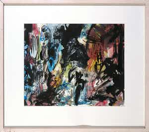 Rachid Ben Ali - Inkt en gouache op papier, Voor de nacht - Ingelijst verkocht voor € 200!