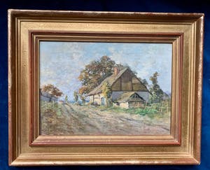 Leon G. Lebon - huisje met rieten dak in het landschap kopen? Bied vanaf 150!