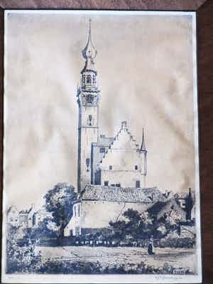 Hendrikus Roodenburg - Stadhuistoren Veere - Ets verkocht voor € 75!