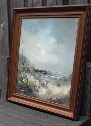 Jan Bevort - olieverf op doek: duinen en strand kopen? Bied vanaf 225!