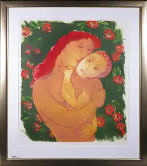 Katrien Caymax - Kleurenets, De omhelzing - Ingelijst verkocht voor € 35!