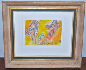 Peter Nyborg - [Denemarken] - abstract werk uit 1988 - mooi ingelijst kopen? Bied vanaf 90!