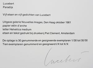Lucebert - Paradijs, complete uitgave met vijf etsen bij vijf gedichten kopen? Bied vanaf 650!