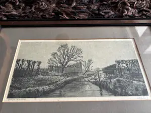 Dirk Harting - Polderlandschap bij sloot en volkstuintjes (?) kopen? Bied vanaf 45!