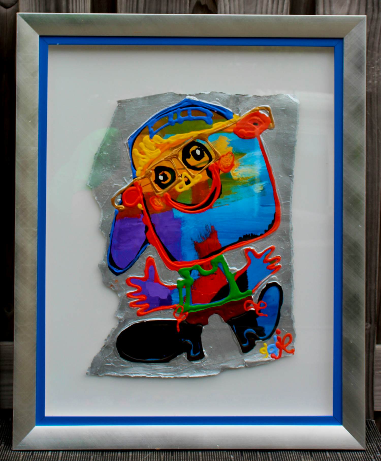 Ad Verstijnen - Ingelijste olieverf op papier: "Happy'' verkocht voor € 250!