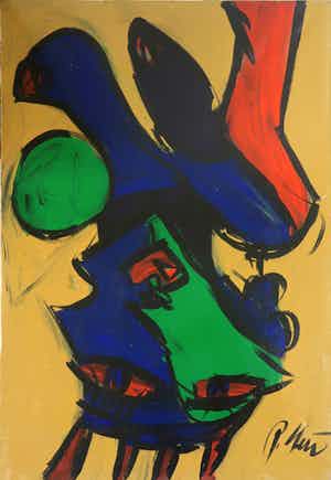 Niet of onleesbaar gesigneerd - Acryl op doek, Zonder titel (Groot) verkocht voor € 10!