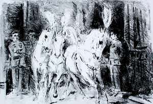 Jan Groenestein - Litho: paarden verkocht voor € 60!