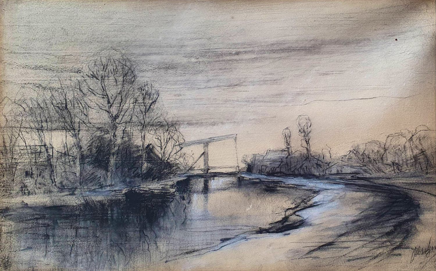 Jan Hillebrand Wijsmuller - ophaalbruggetje in landschap verkocht voor € 50!