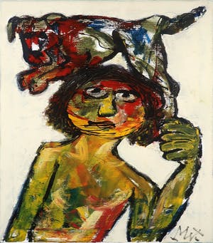 Martin van Wordragen - Olieverf op doek, Jongen met pup - Ingelijst kopen? Bied vanaf 300!