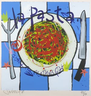 Selwyn Senatori - Zeefdruk, La pasta - Ingelijst kopen? Bied vanaf 120!